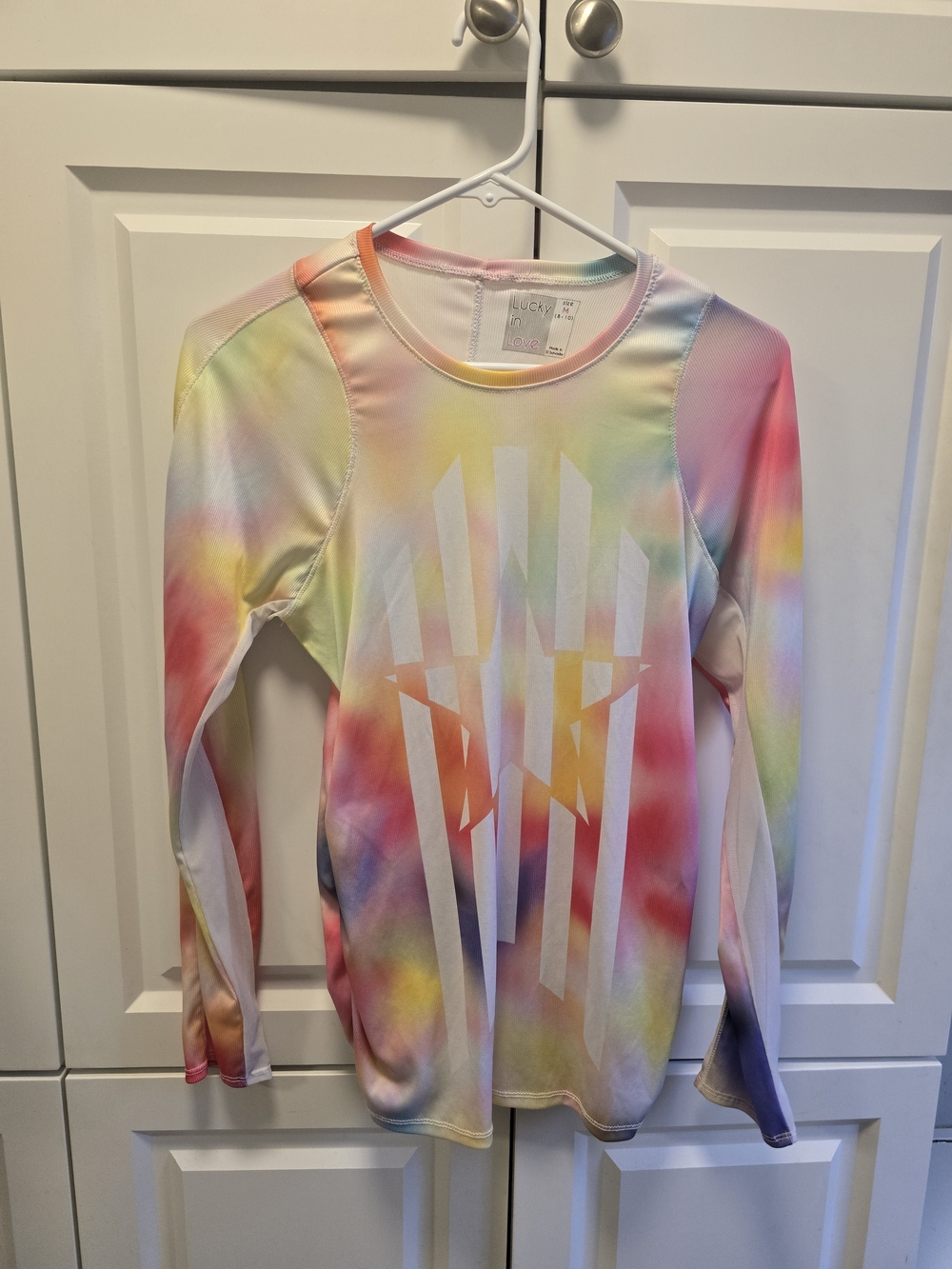 Lucky in Love Women's Techno Star Long Sleeve Tennis Top Medium Watercolor